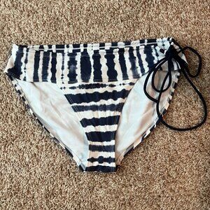 Athleta Wave Break Side Tie Navy & White Bikini Bottom - Size L